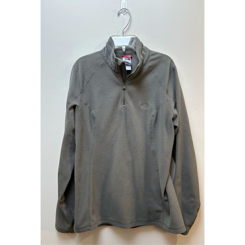 North Face women’s gray 1/4 zip fleece pullover top size Large #28-1793